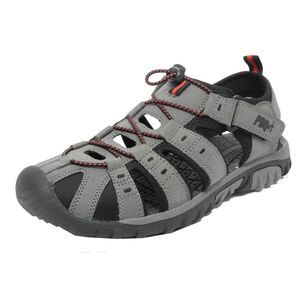 PDQ Mens Toggle & Touch Fastening Synthetic Nubuck Trail Sandals / Grey/Red